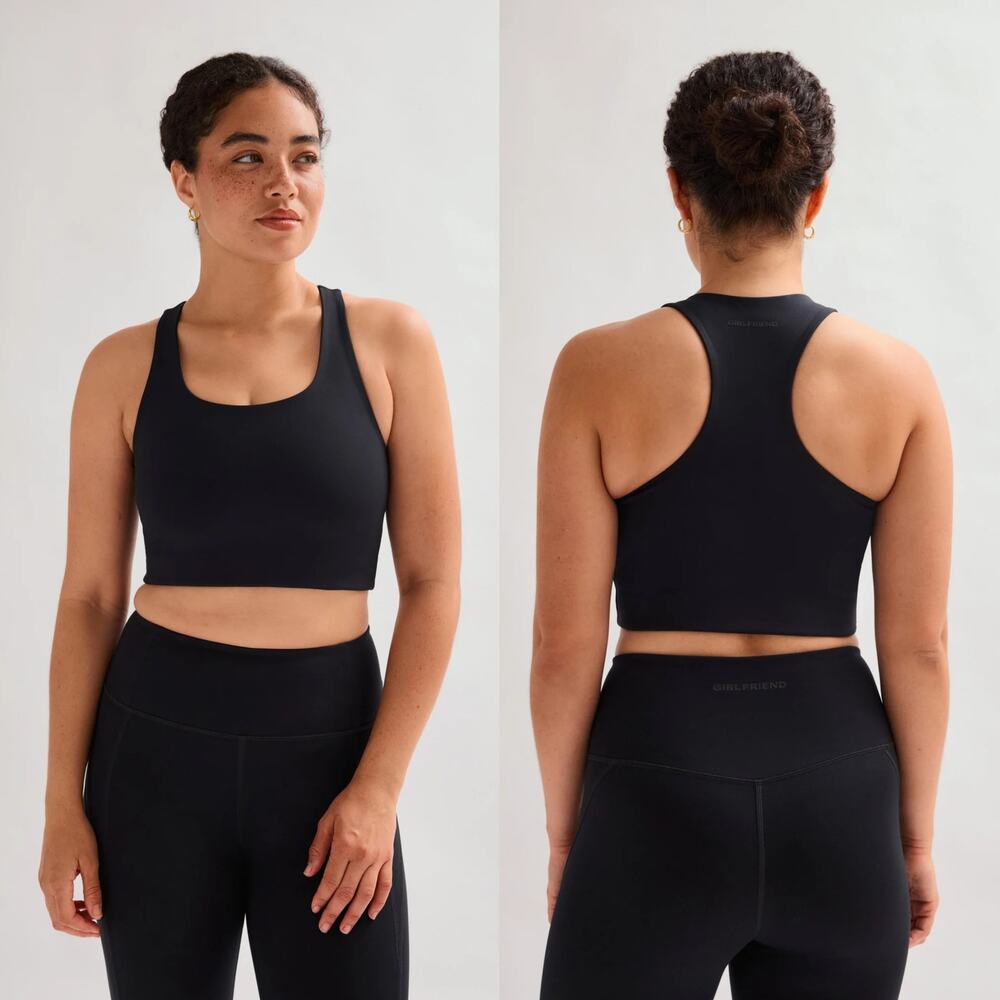 Girlfriend Collective Paloma Racerback Bra Medium Impact Black Womens Size S NWT